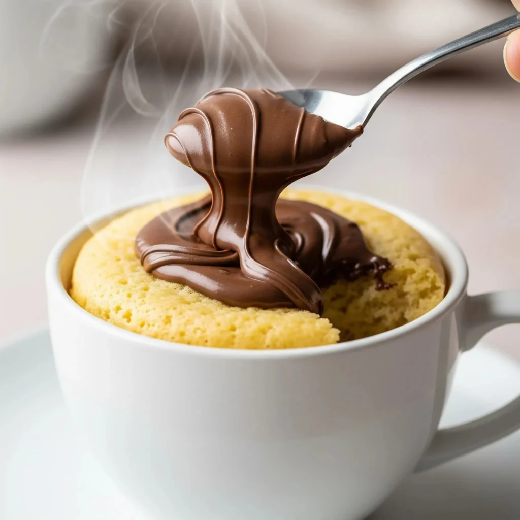 3 ingredient mug cake no egg recipe with Nutella
