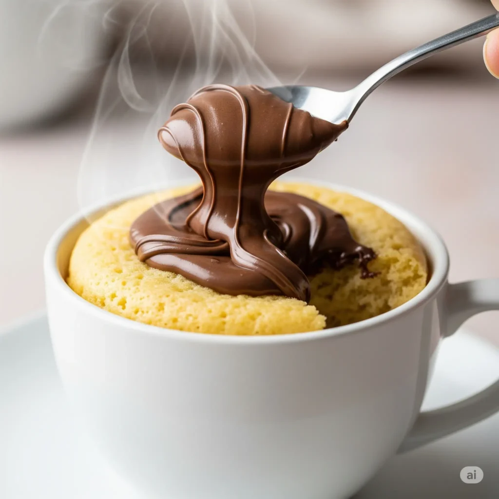3 ingredient mug cake no egg recipe with Nutella