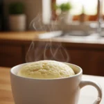 mug cake no egg recipe served in a white mug