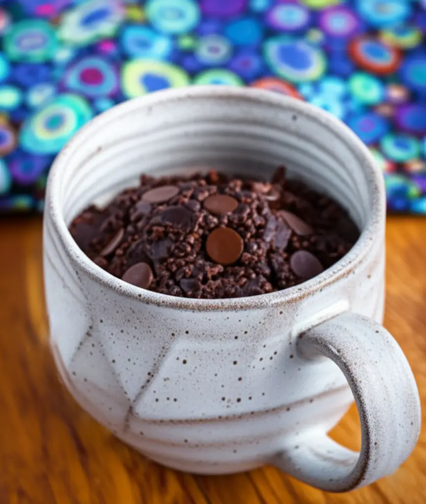 chocolate keto mug cake recipe in a mug